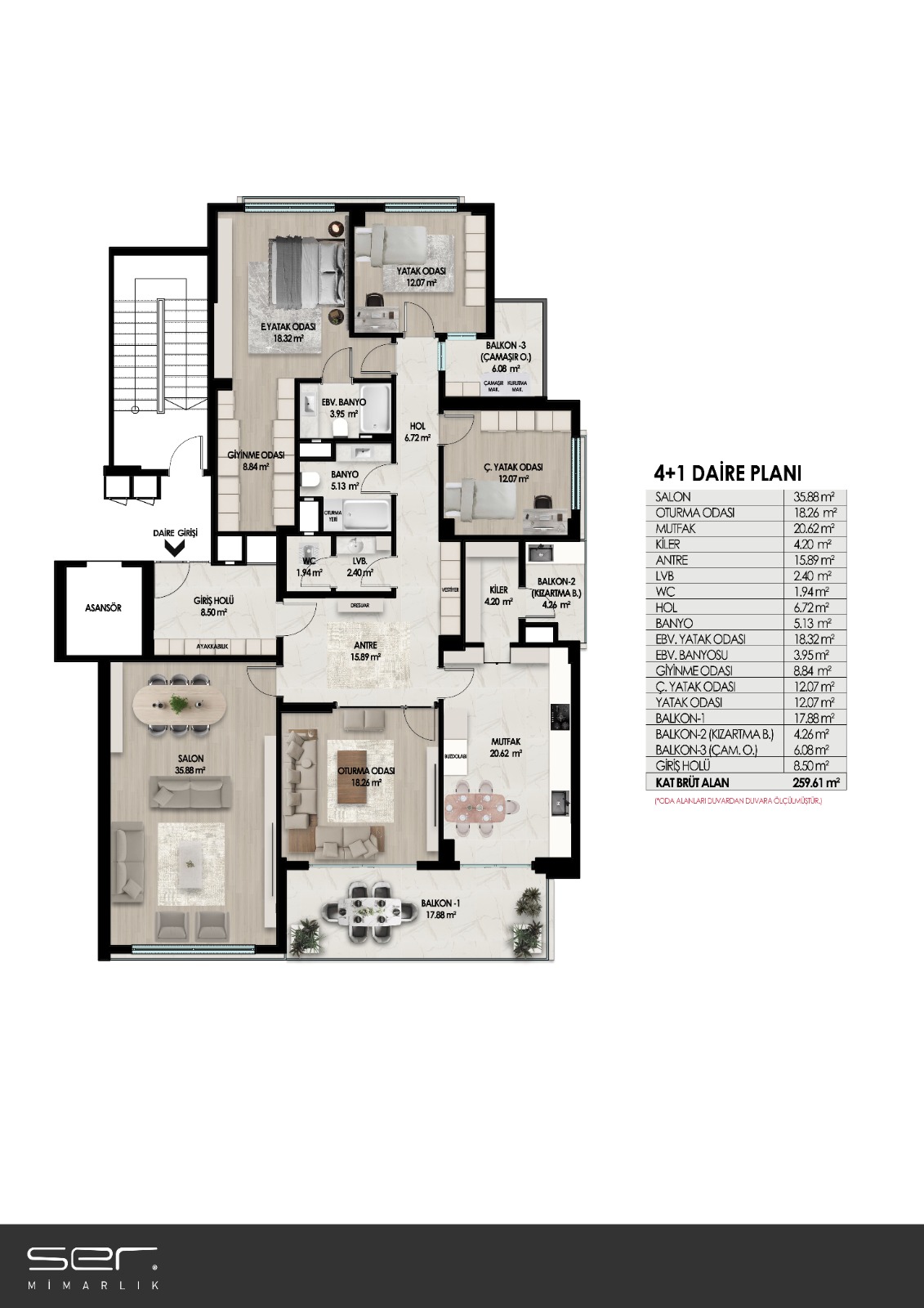 Besa Point 4+1 daire planı